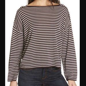 NWOT Eileen Fisher Bateau Neck Striped Top